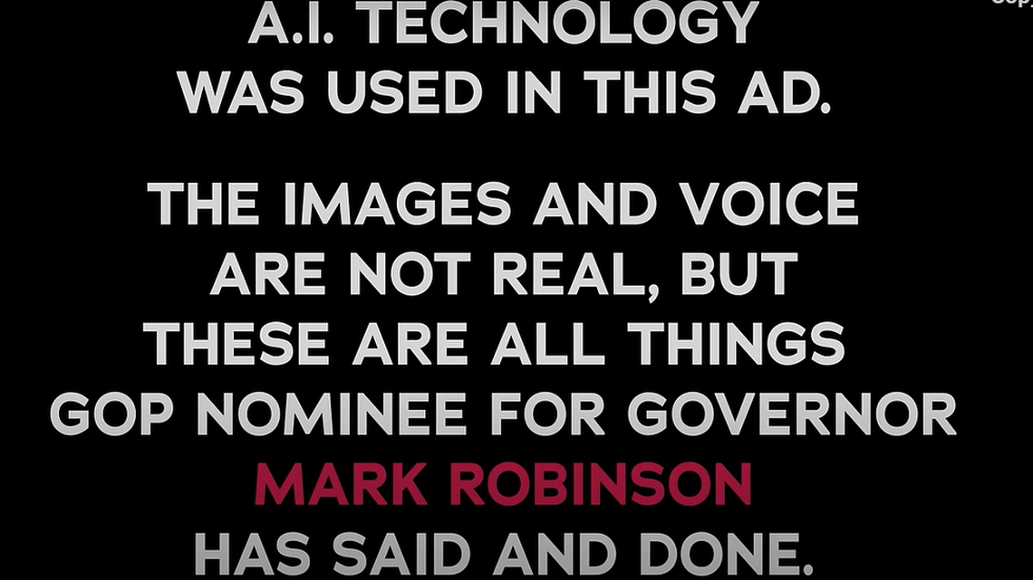 Screen grab of an ad attacking Mark Robinson