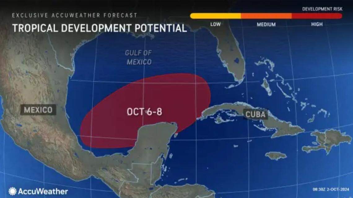 A tropical system may develop in the Gulf of Mexico in early October, as parts of the Southeast deal with the aftermath of Helene.