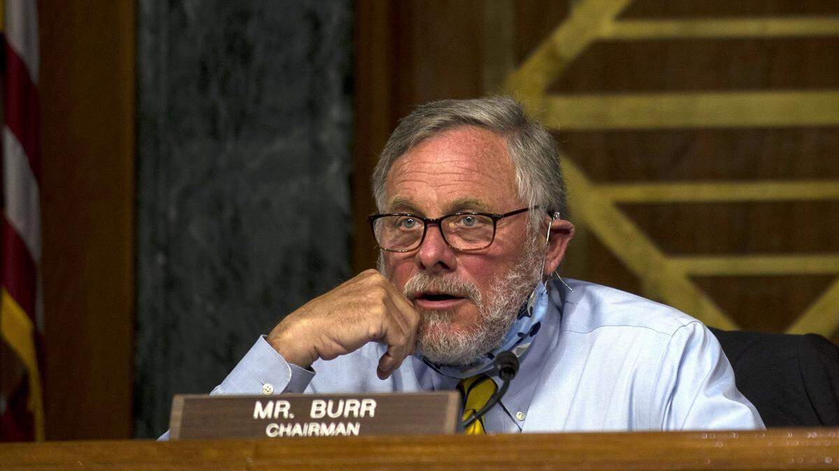Sen. Richard Burr of N.C. .listens to testimony during a committee hearing earlier this month. Burr stepped down as chairman of the Senate Intelligence Committee while under investigation for stock sales linked to coronavirus. 