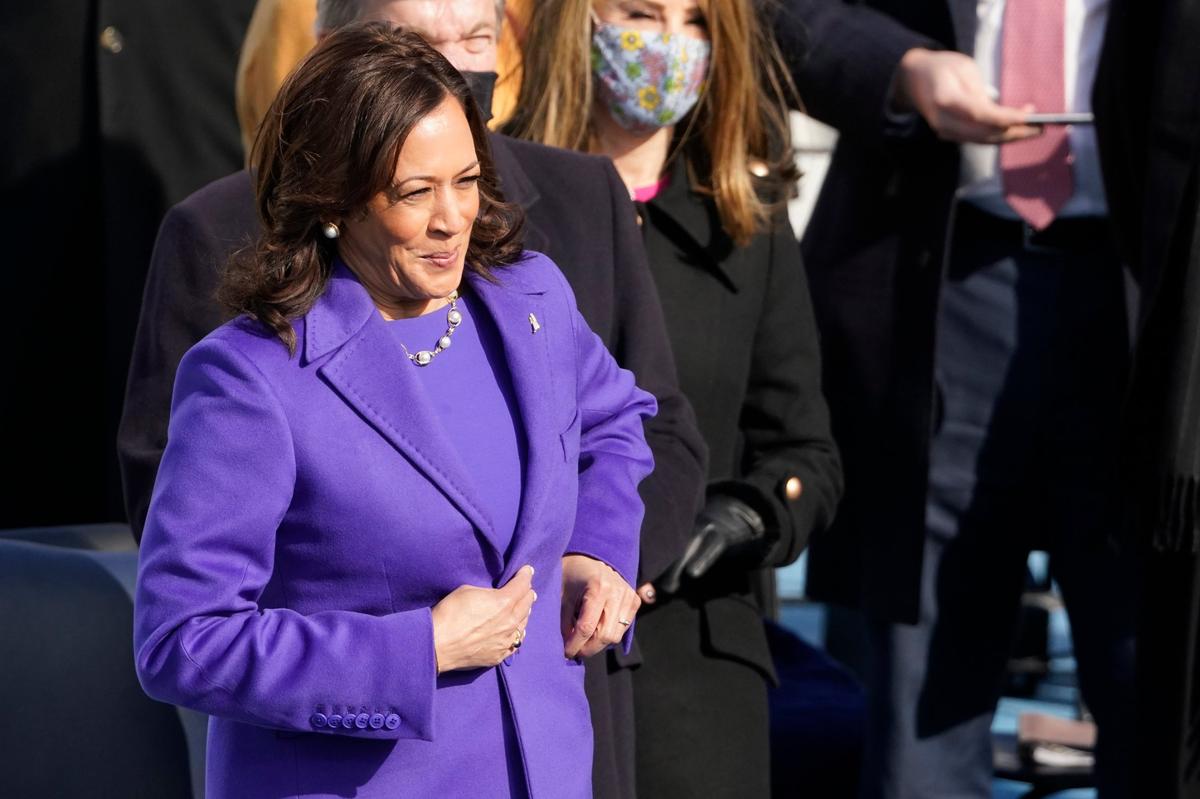 Kamala Harris prepares to be sworn in as vice president by Supreme Court Justice Sonia Sotomayor during the 59th Presidential Inauguration at the U.S. Capitol in Washington, Wednesday, Jan. 20, 2021.