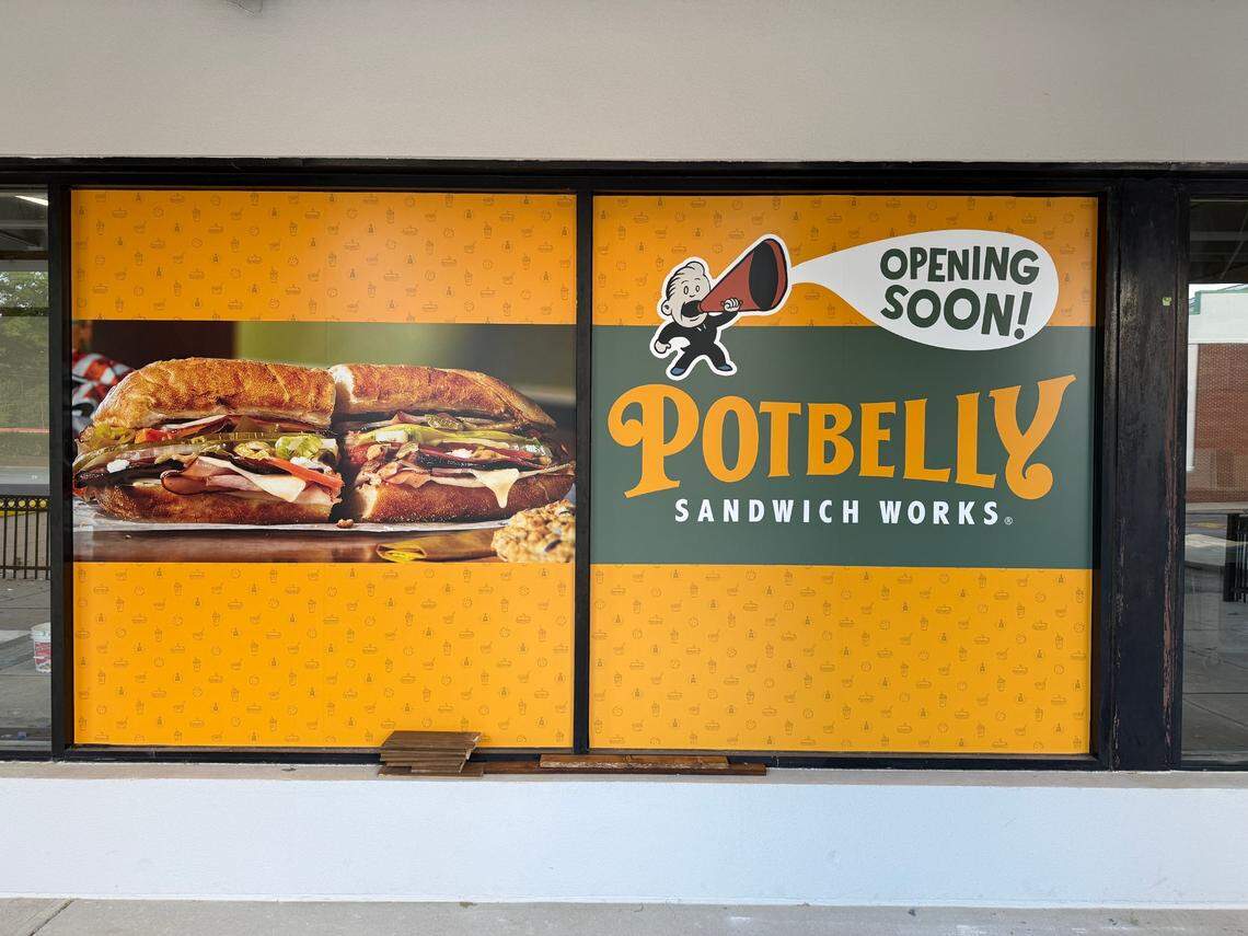 Potbelly Sandwich Works is expanding with a new location in Fuquay-Varina. This photo shows a “coming soon” sign at a now-open restaurant in Raleigh. 