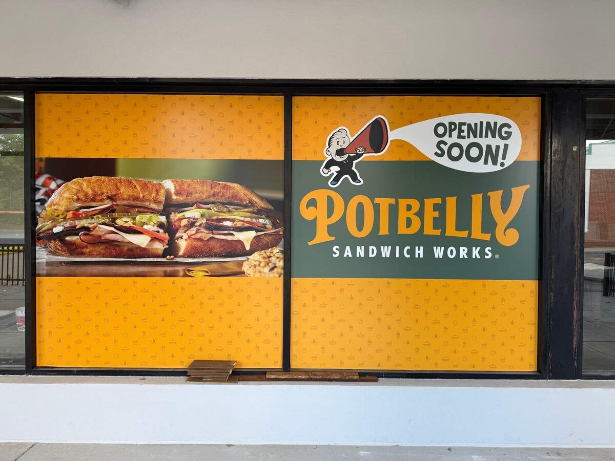 Potbelly Sandwich Works is expanding with a new location in Fuquay-Varina. This photo shows a “coming soon” sign at a now-open restaurant in Raleigh.