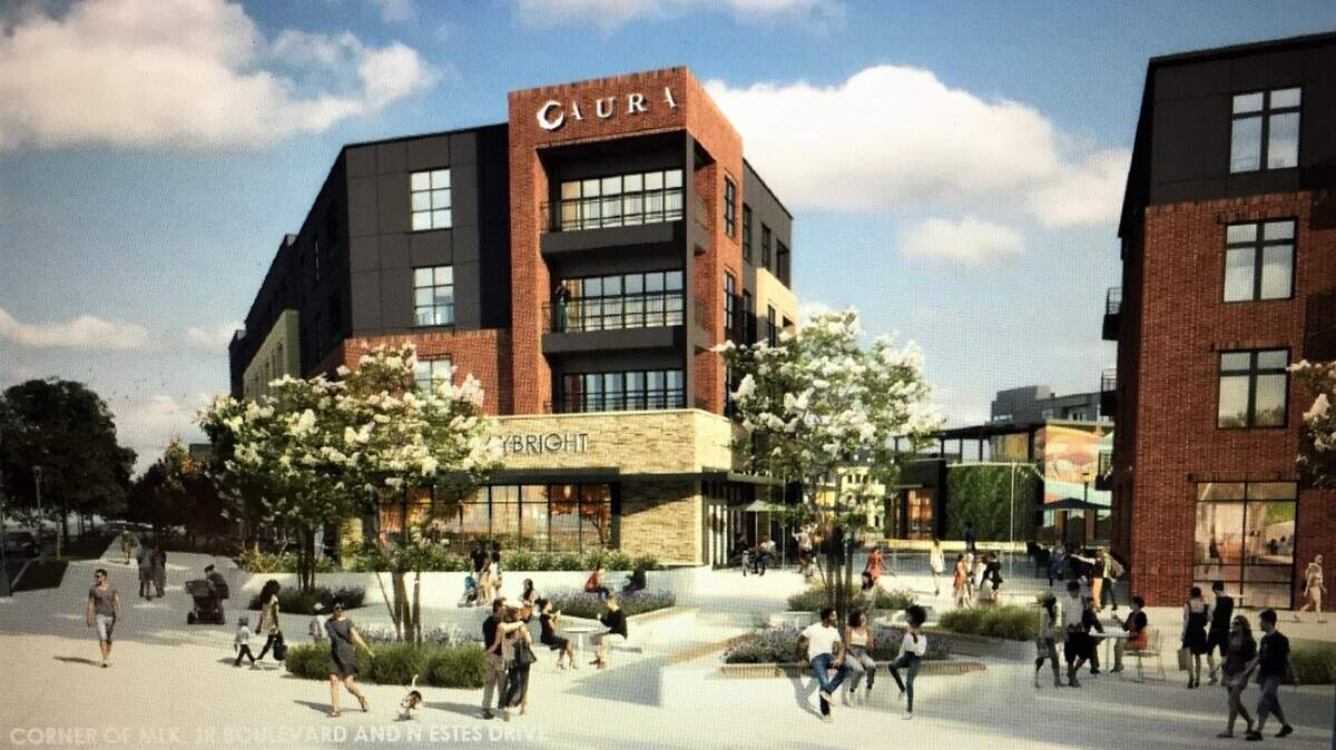 Aura could include a building with ground-floor commercial space and offices and apartments above on the corner of Martin Luther King Jr. Boulevard and Estes Drive near a future bus-rapid transit system.