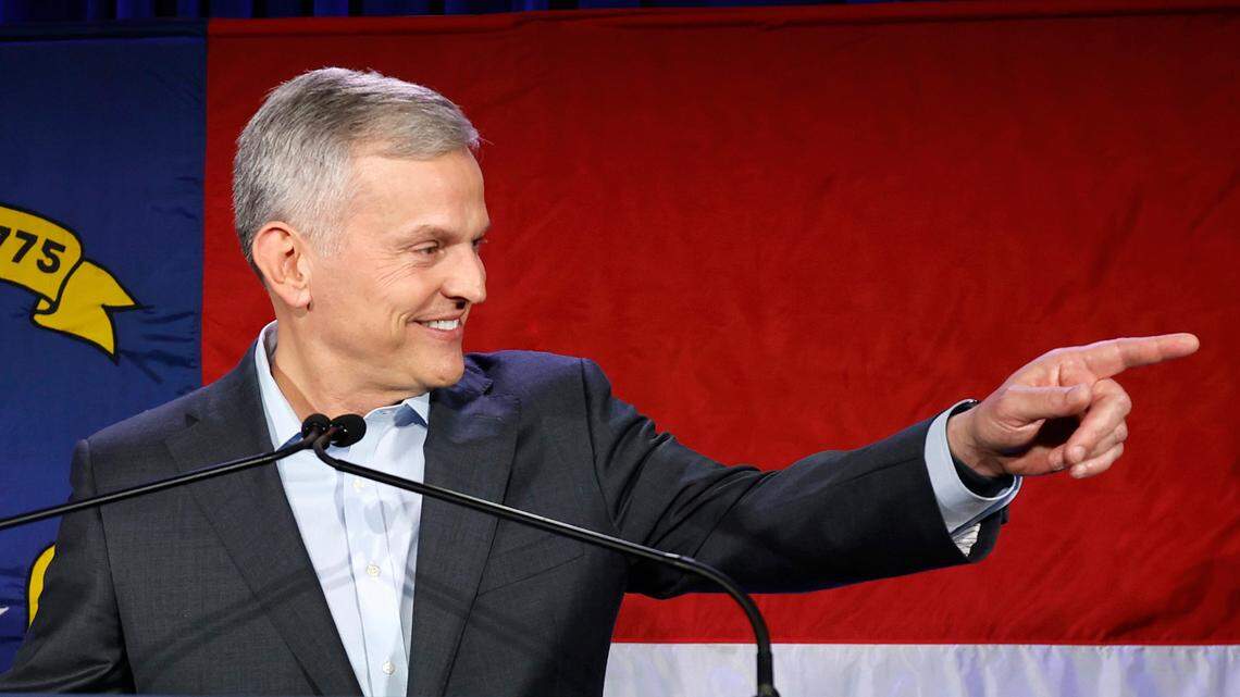 Governor-elect Josh Stein speaks to the crowd during a North Carolina Democratic Party election night event at the Marriott City Center in Raleigh, N.C., Tuesday, Nov. 5, 2024.