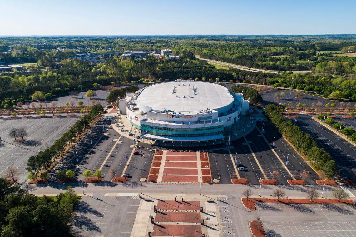 PNC Arena in Raleigh, N.C., as seen in this April 2020 photo.
