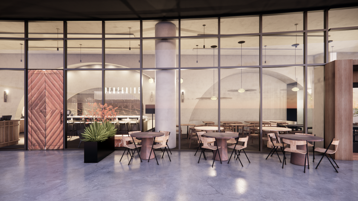 Restaurant renderings show Peregrine as a dining experience wrapped in glass.