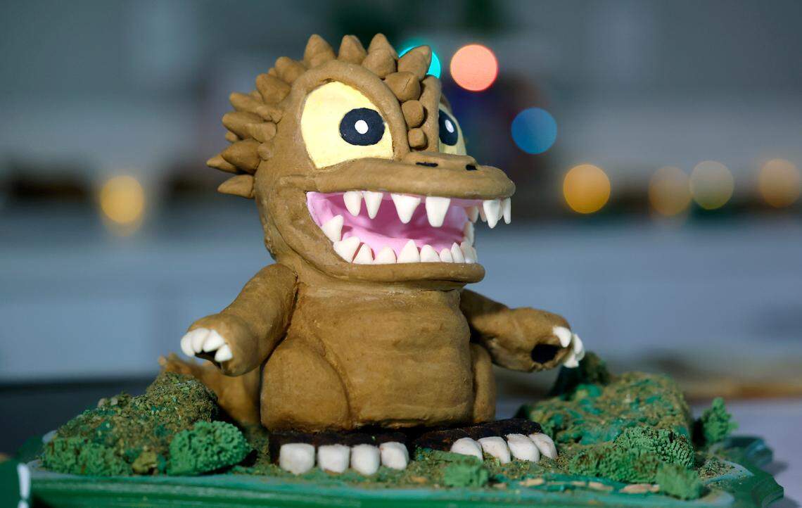 Jenna Stutsman and her mother Juli Bisenius made Birtle the Baby Dragon for the 2022 Omni Grove Park Inn National Gingerbread House competition.