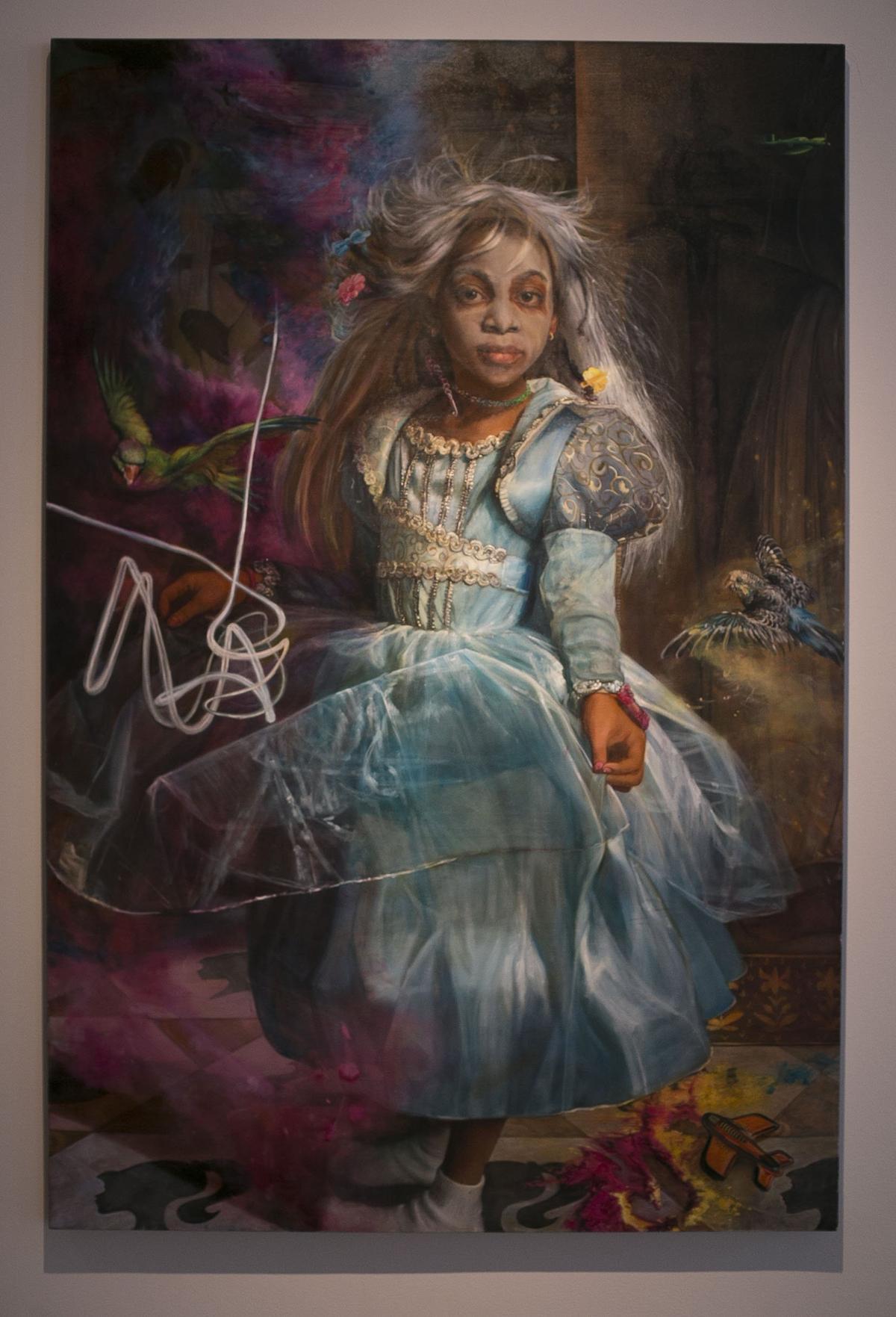 “Dust Up” by painter Margaret Bowland on exhibit at the Contemporary Art Museum in Raleigh, N.C., on Wednesday, April 18, 2018. Bowland’s series of painting in her show “Painting the Roses Red” will be shown through June 17, 2018.