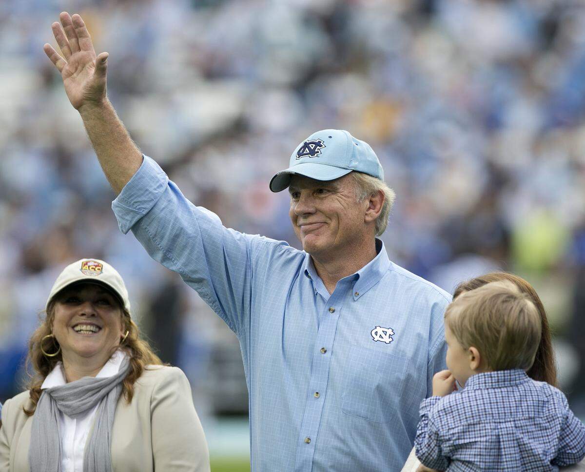 Former North Carolina running back Don McCauley is recognized during the Duke vs. North Carolina game on Saturday, November 7, 2015 at Kenan Stadium in Chapel Hill, N.C.