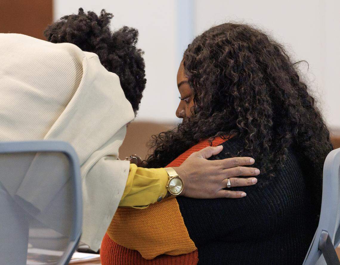 Brenay Kennard, right, converses with her attorney during a hearing in a Durham County courtroom on Thursday, Jan. 15, 2026.