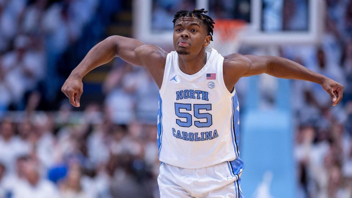North Carolina’s Harrison Ingram (55) reacts after scoring eight points in the opening minutes of play against Tennessee on Wednesday, November 29, 2023 at the Smith Center in. Chapel Hill, N.C.