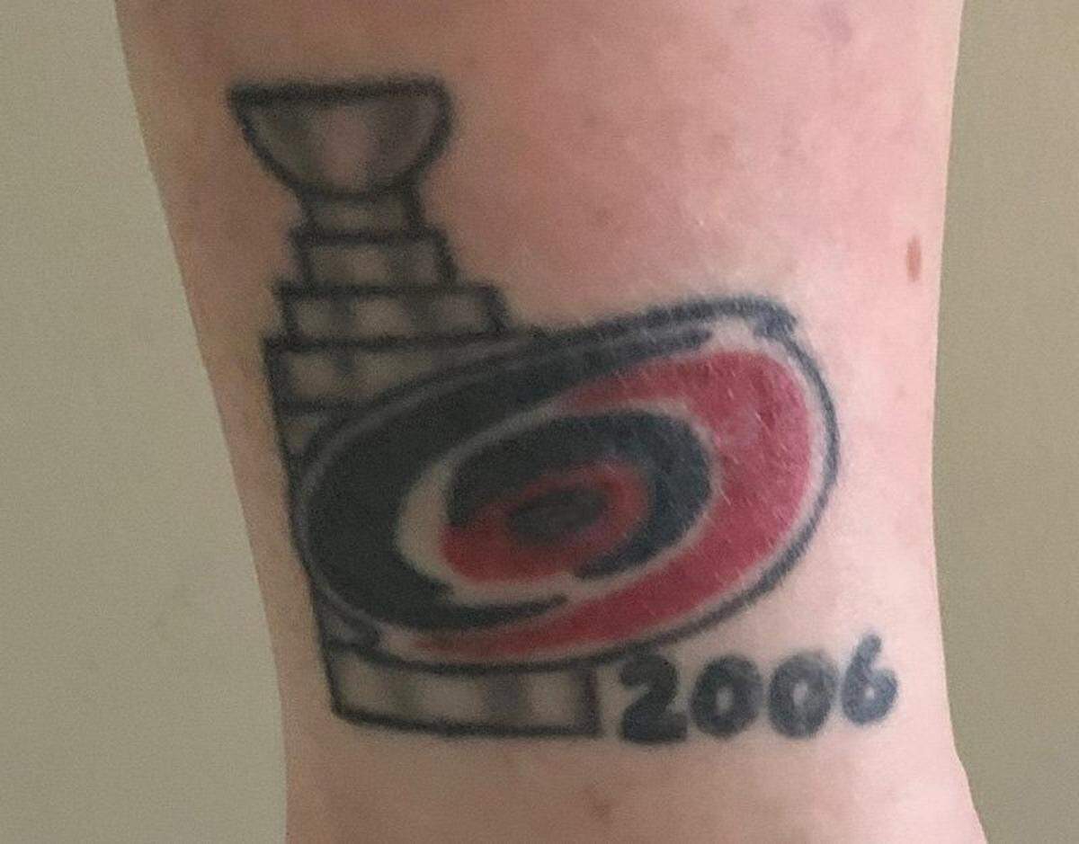 Amanda Willis got a tattoo in 2006 when the Carolina Hurricanes won the Stanley Cup playoffs.