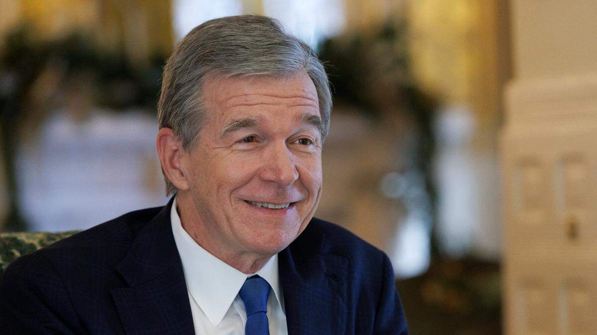 Gov. Roy Cooper speaks at the Executive Mansion on Thursday, Dec. 12, 2024, in Raleigh, N.C.