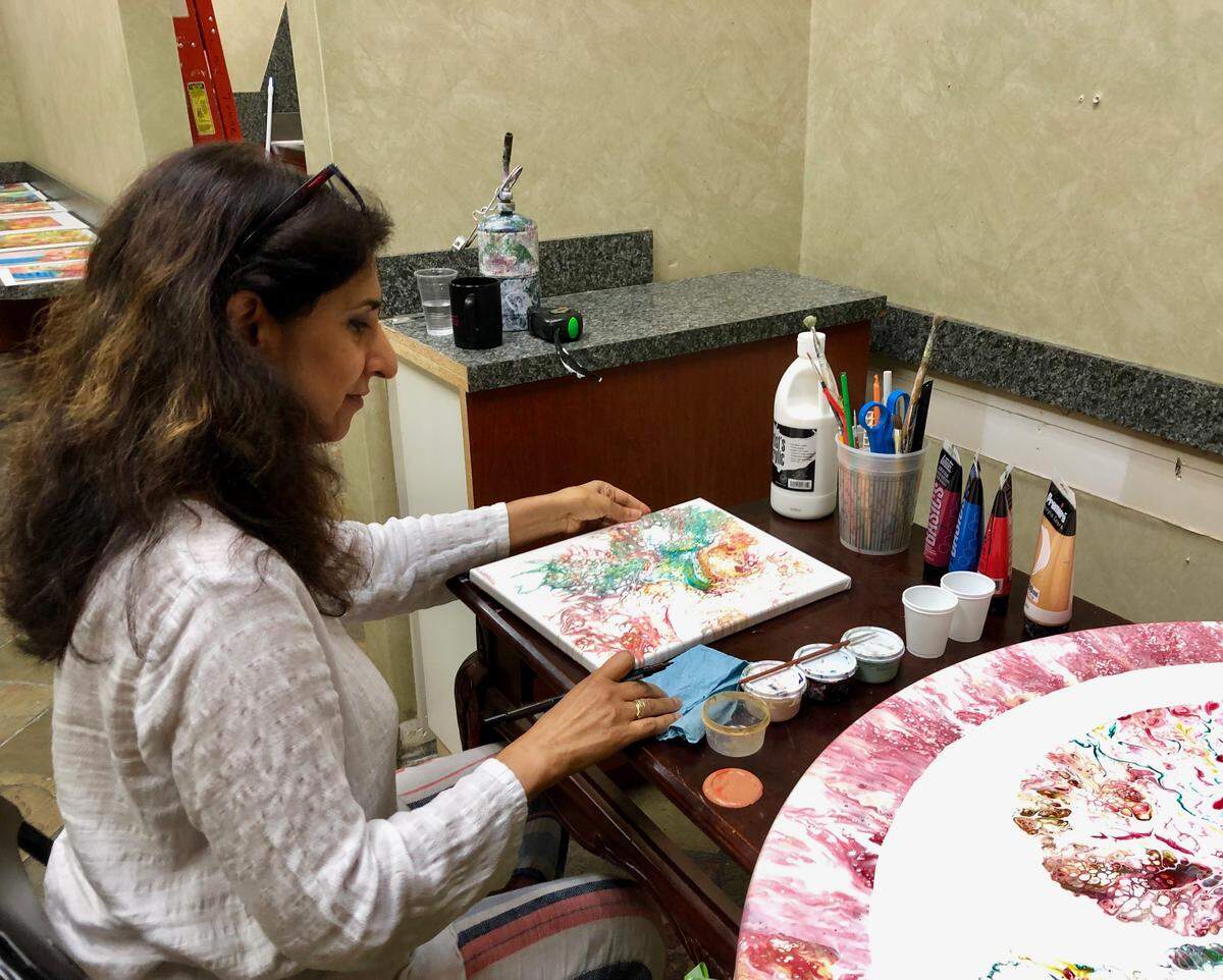 Sadat Rafie, a former IT worker for Starbucks, moved to the Triangle a little more than a year ago. She comes to the Vibe to use its artists space.