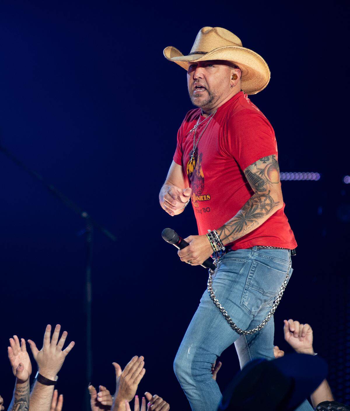Jason Aldean plays Raleigh, N.C.’s Coastal Credit Union Music Park at Walnut Creek, Friday night, Aug. 11, 2023.