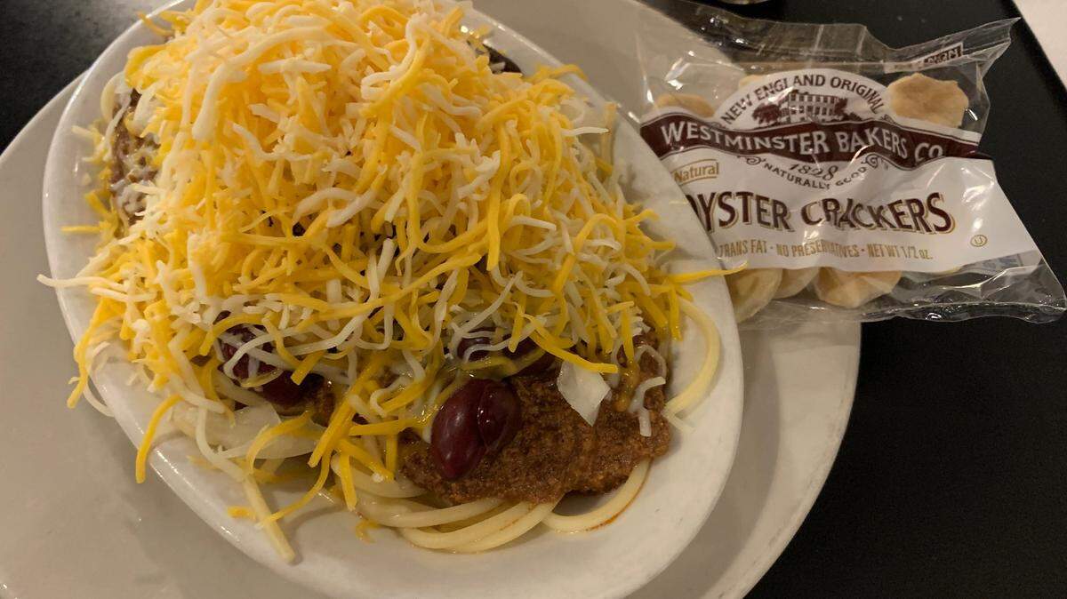 A Cincinnati chili “five-way” at Cincy’s restaurant in downtown Greensboro.