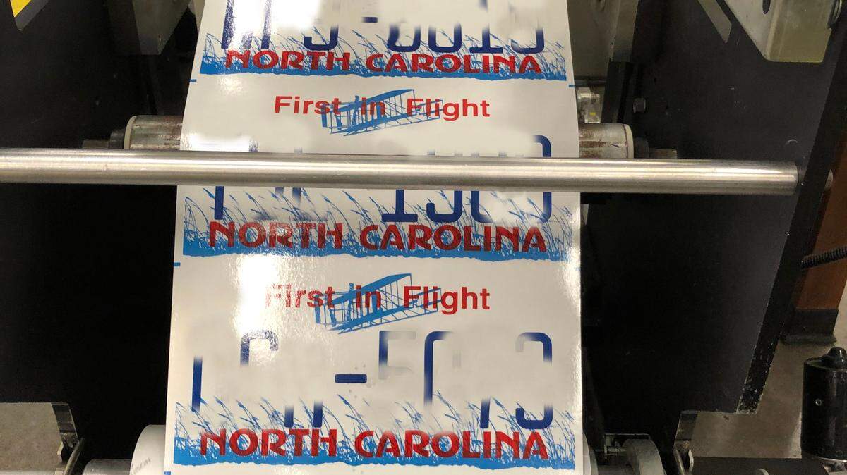 New North Carolina license plates being manufactured at the N.C. Correctional Institute for Women in Raleigh. A Senate bill would create a special plate for America’s Semiquincentennial.