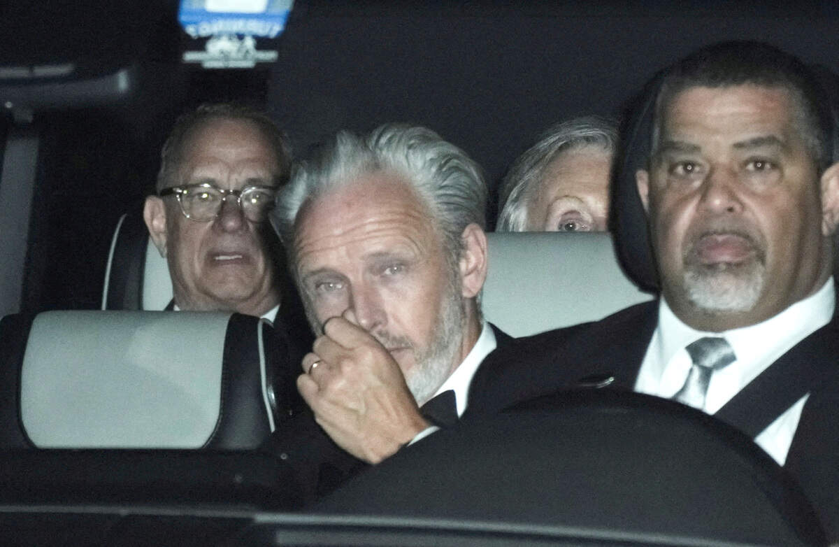 Tom Hanks and Paul McCartney depart Madison Square Garden, the venue for the wedding celebrations of Taylor Swift and Travis Kelce, in New York, U.S., early in the morning of July 4, 2026.
