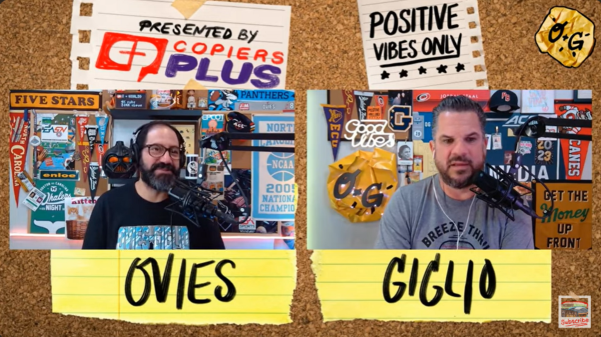 Joe Ovies (left) and Joe Giglio (right) on the Ovies + Giglio podcast.