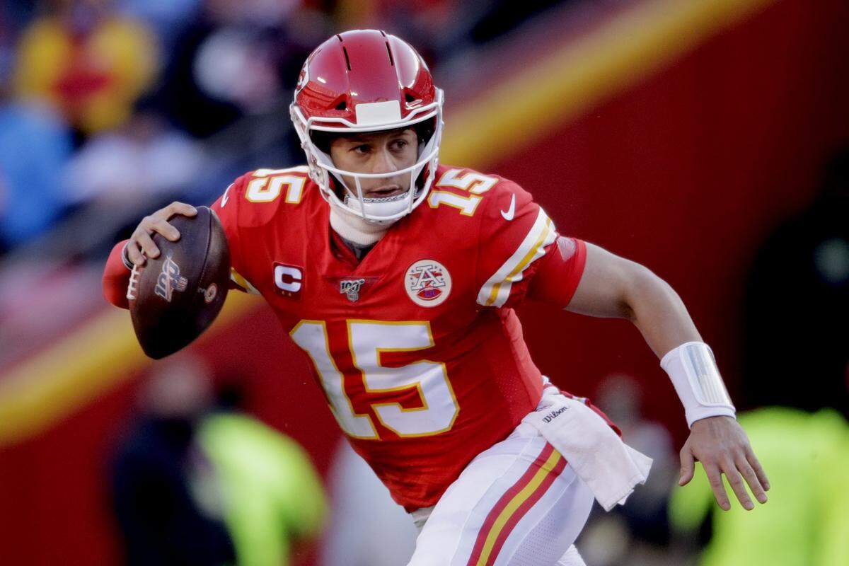 Kansas City Chiefs’ Patrick Mahomes in the NFL AFC Championship football game. The Chiefs play the San Francisco 49ers in the Supre Bowl.
