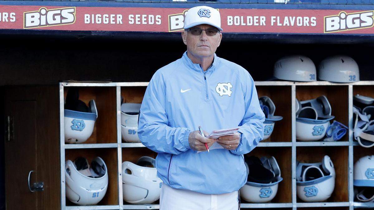 North Carolina coach Mike Fox watches during N.C. State's game against UNC on April 17 in Durham. Fox said there's a chance suspended reliever Josh Hiatt could return before the end of the season.