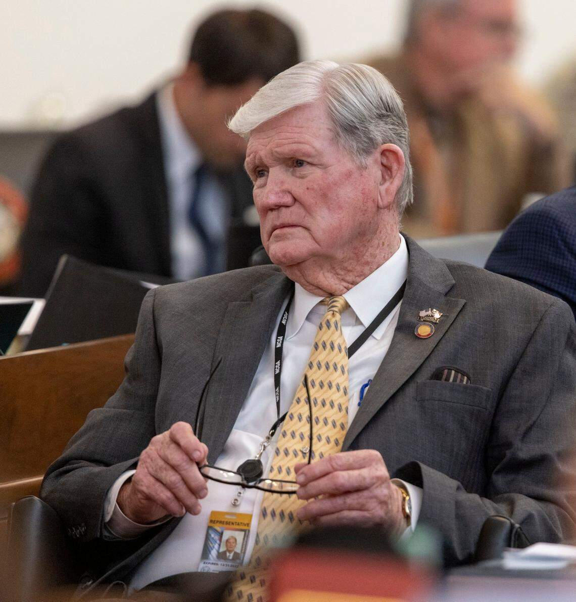 Rep. Jimmy Dixon listens to debate on Farm Act legislation at the North Carolina General Assembly on Tuesday, June 28, 2022 in Raleigh, N.C.