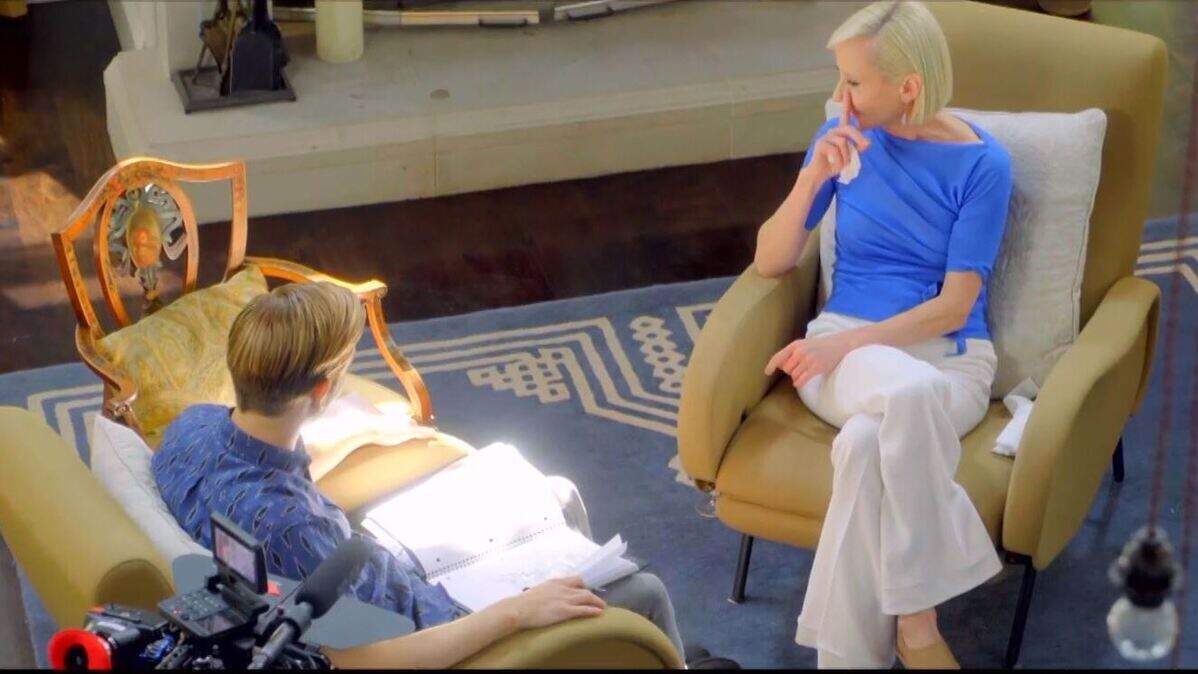 Anne Heche cries during a reading involving her deceased brother in the season finale of "Hollywood Medium Tyler Henry" on the E! network.