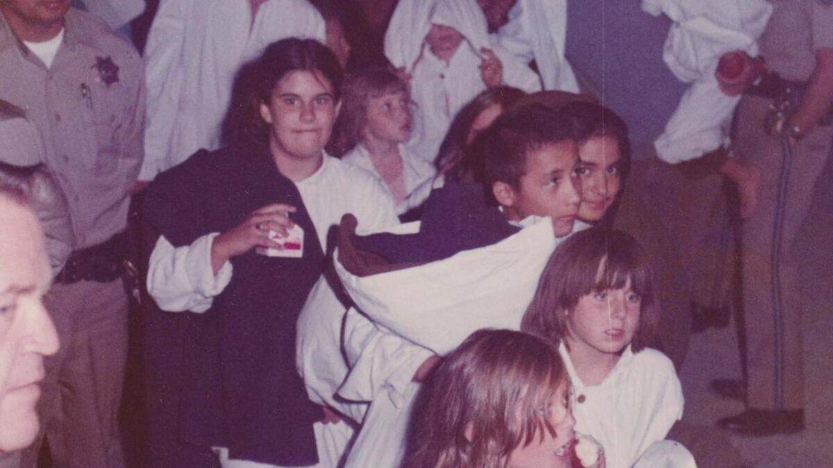 Jodi Heffington with other children after escaping from underground after being kidnapped on a school bus from Chowchilla, California. Heffington is interviewed on the March 18, 2023 episode of “48 HOURS” on CBS.