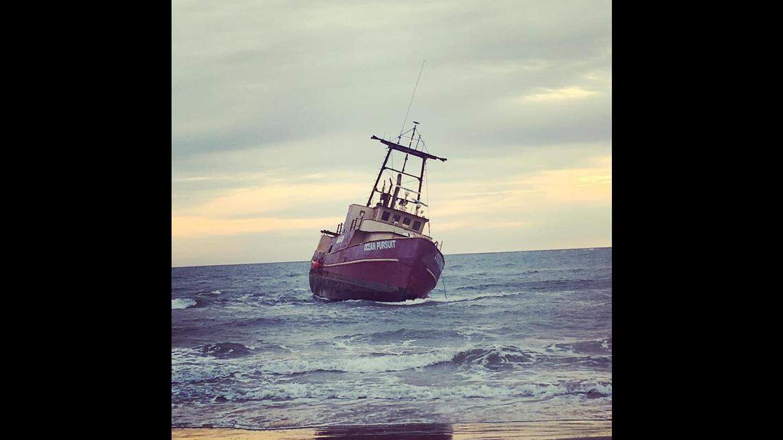 The U.S. Coast Guard reported Sunday that the 72-foot scallop boat became grounded Sunday morning, and now sits precariously close to the navigational channel, making it a danger to mariners.