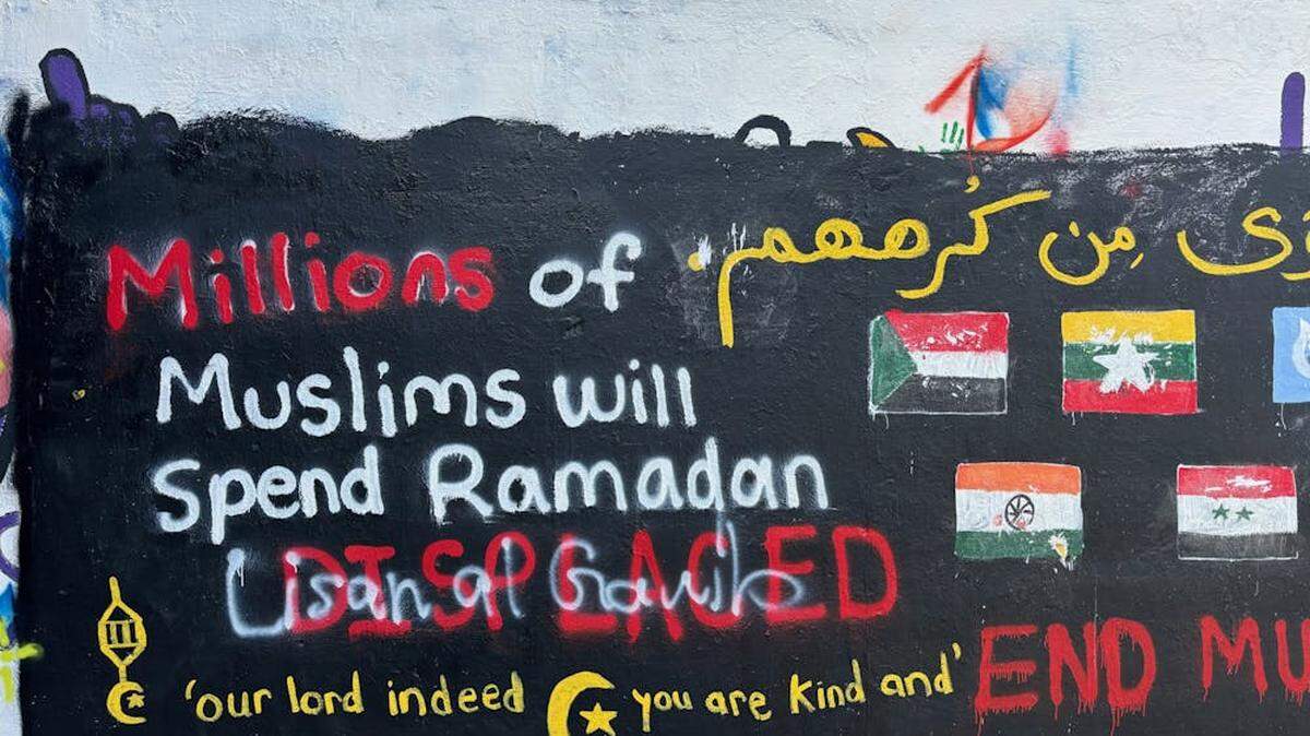 The Council on American-Islamic Relations is calling for a hate crimes investigation after Ramadan mural was defaced at Duke University. The vandalism is covered in this picture.