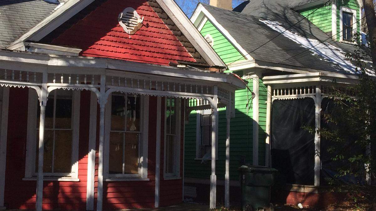 Houses on Maiden Lane, before they were destroyed in February.