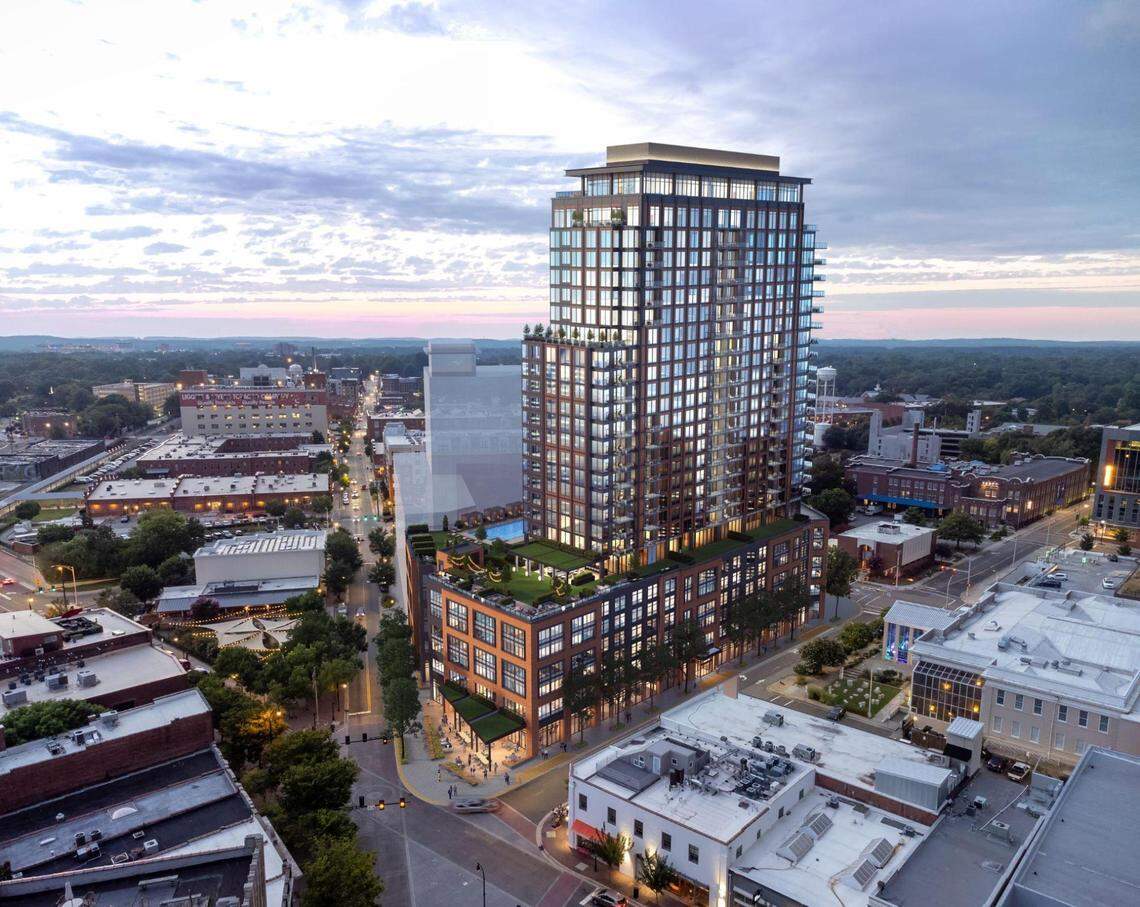 The Novus, a new, 27-story tower in downtown Durham, will include ground-floor retail along with residential spaces to rent and own.