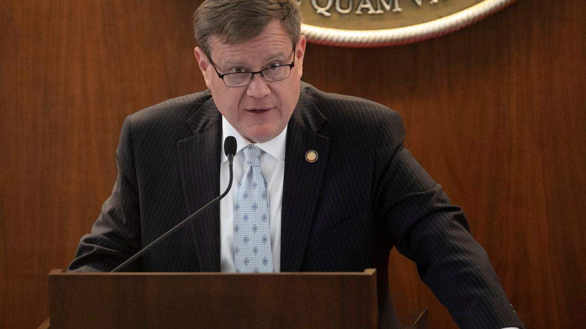 House Speaker Tim Moore presides over the opening day of the General Assembly on Tuesday, April 28, 2020 in Raleigh, N.C.