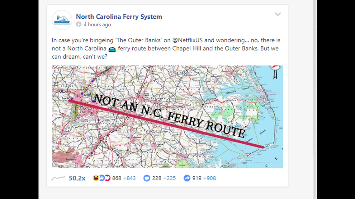 Netflix series ‘Outer Banks’ says ferries run from coast to Chapel Hill. On dry land?