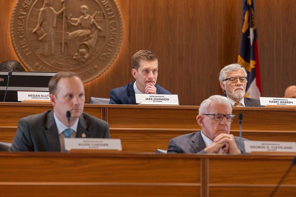 North Carolina House Reps. Jake Johnson, top row left, and Harry Warren, at the March 2023 hearing of the House Oversight and Reform Committee.