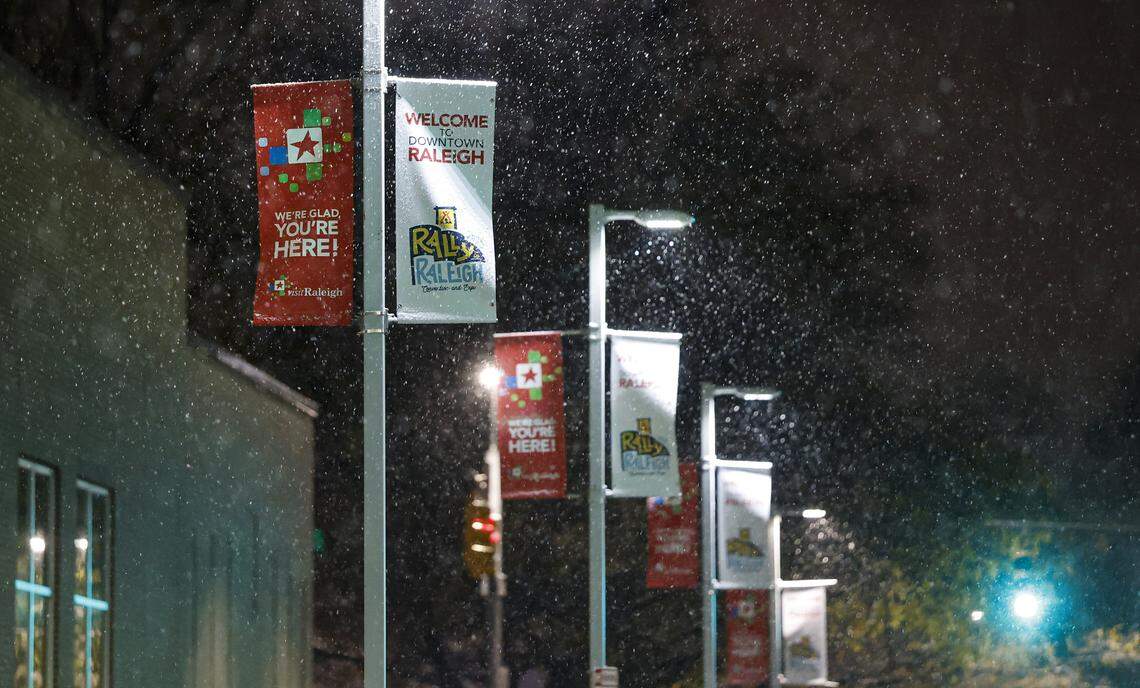 About three-tenths of an inch of snow was recorded in downtown Raleigh during a wintry precipitation event on Monday, Dec. 8.