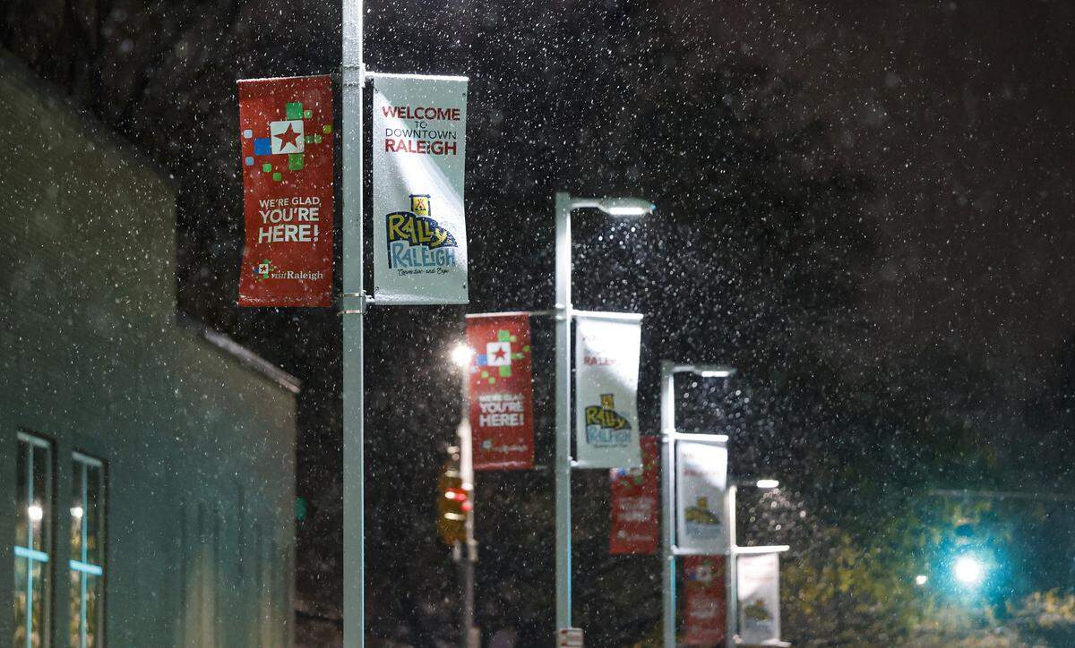 About three-tenths of an inch of snow was recorded in downtown Raleigh during a wintry precipitation event on Monday, Dec. 8.