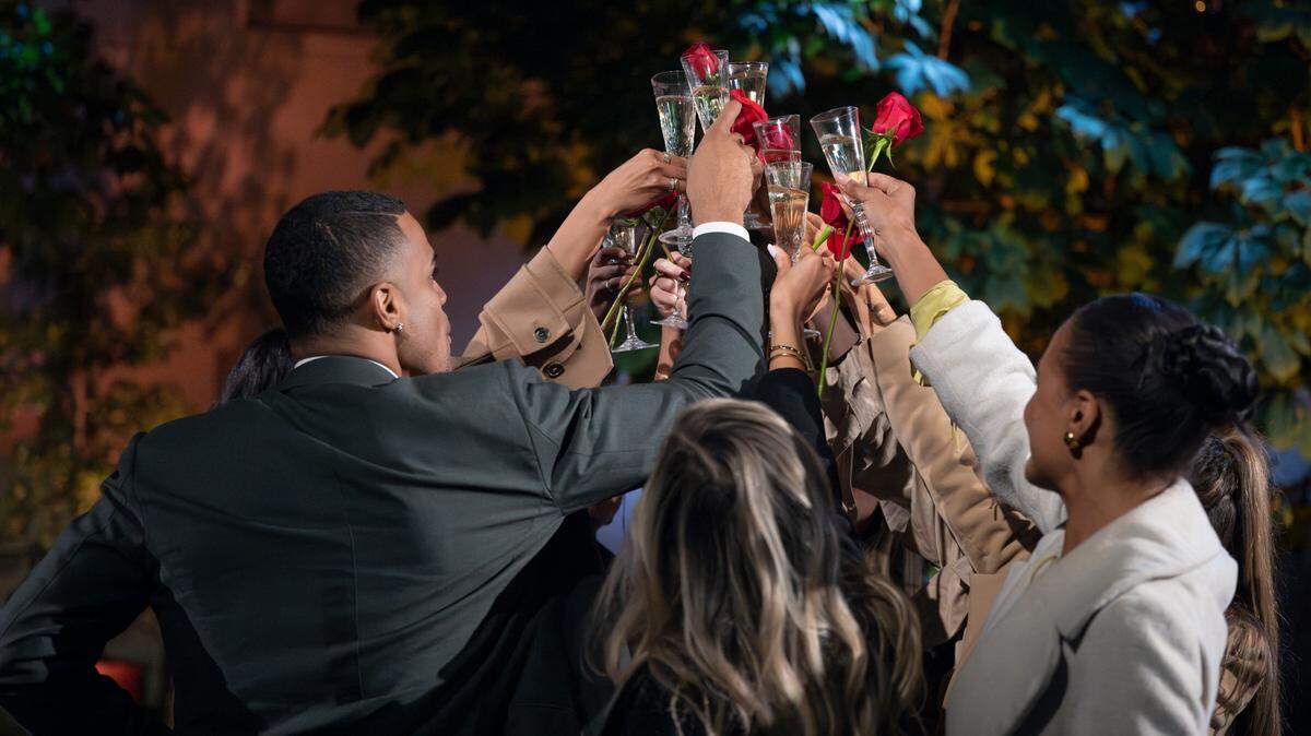 Grant Ellis and the women who got a rose during the Feb. 17 episode of “The Bachelor” on ABC.