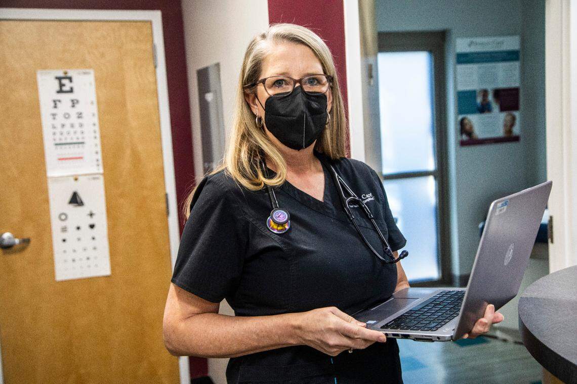 Stephenie Brinson, a family nurse practitioner in Garner says three of her six providers are out after a COVID exposure or illness, many of her staff have left because they are tired of patients being mean to them, and she can’t find new people to fill the positions.