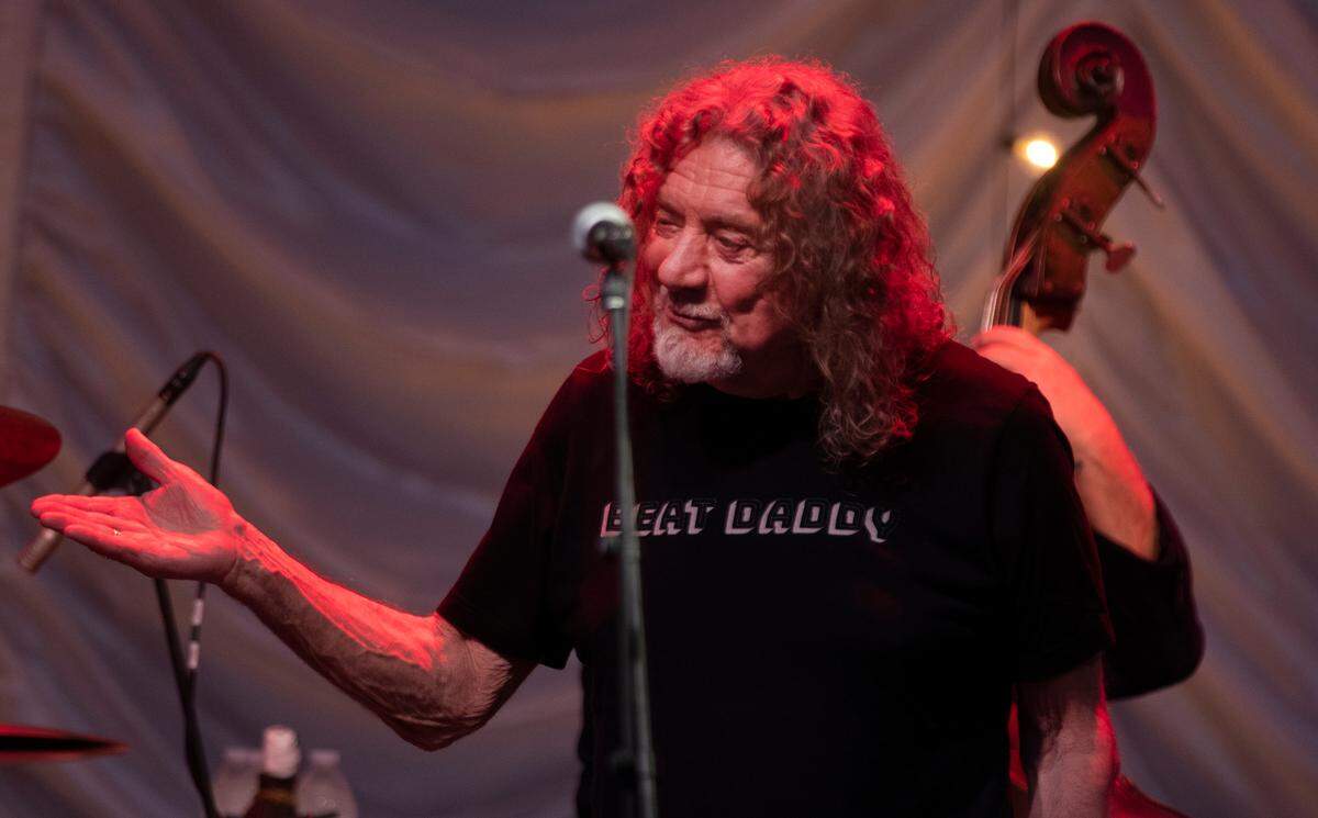 Robert Plant and Alison Krauss in concert on their “Raise the Roof Tour” Tuesday night, June 14, at Cary, N.C.’s Koka Booth Amphitheatre.