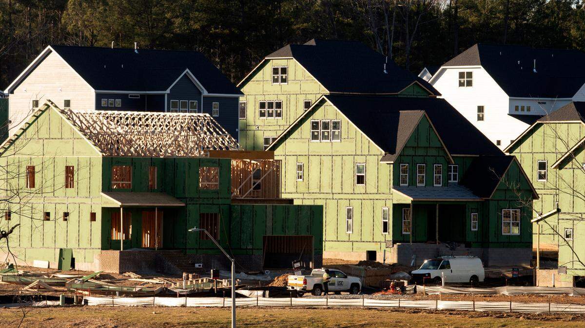 New homes under construction in the Green Level area of western Wake County, Monday, Jan. 9, 2023.