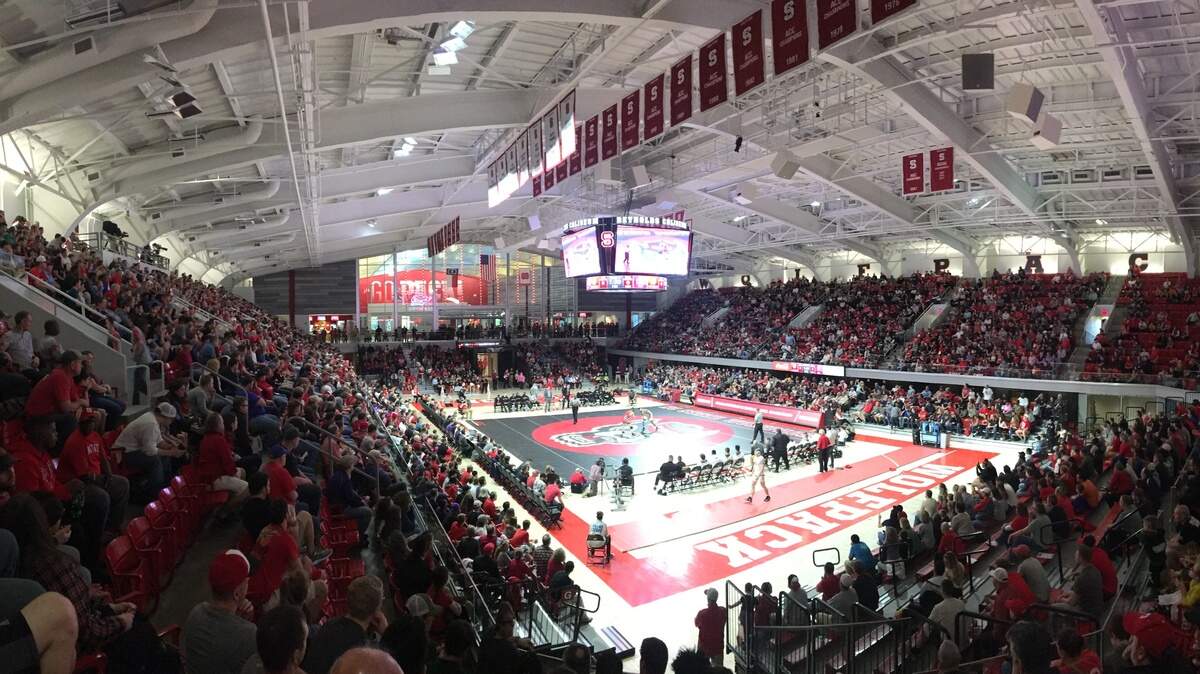 NC State’s wrestling program drew a school record 3,905 fans to Reynolds Coliseum for last year’s home dual meet with national power Ohio State. The No. 7 Wolfpack takes on No. 11 Nebraska on Sunday.