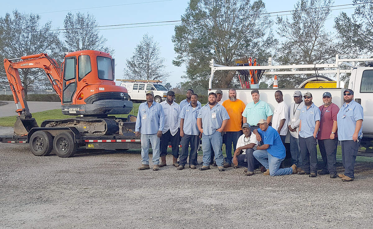 Cape Fear Public Utility Authority staff involved in emergency repairs, including those on the raw water pipe. Jim Tayson is standing in the back row, sixth from the right.