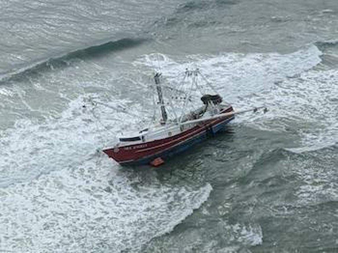 An 88-foot fishing vessel ran aground near an old bombing range on the North Carolina coast.