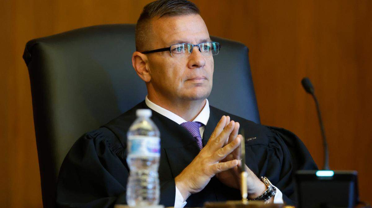 Associate Justice Philip Berger Jr. listens during oral arguments at the Supreme Court of North Carolina in Raleigh, N.C., Monday, May 9, 2022.