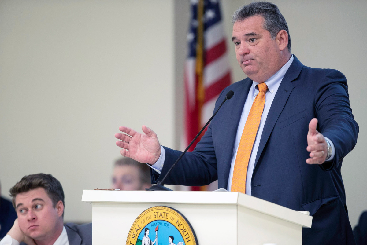 Rep. David Lewis of Harnett County presides over the house committee working to redraw political maps that were recently ruled unconstitutional on Thursday, September 12, 2019 at the Legislative Office Building in Raleigh, N.C.