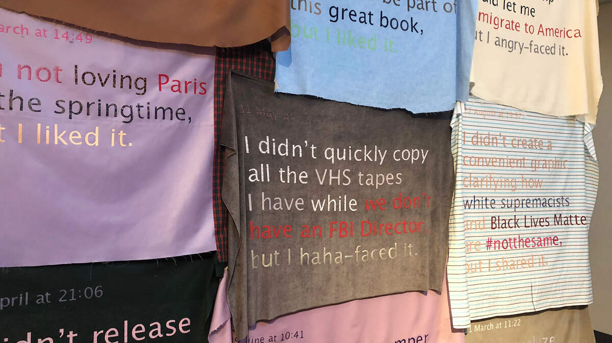 Boone artist Jeana Eve Klein has created a series of tapestries that are a reaction to social media based on her observations and personal experiences.