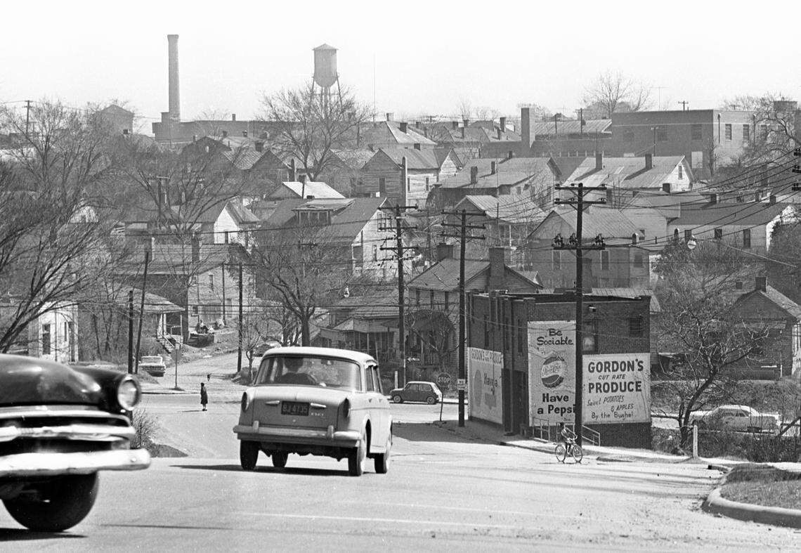 A 1965 photo shows a portion of the Durham’s Hayti residential district south of Pettigrew Street that was torn down during urban renewal.