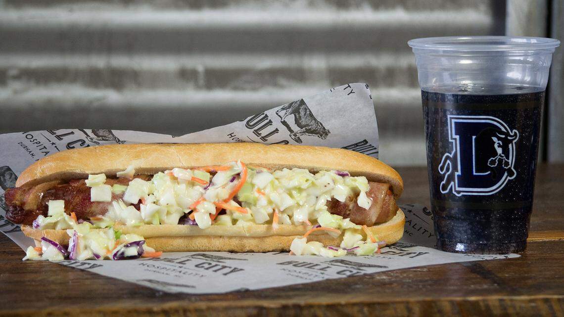 For a few Durham Bulls games this season, bacon-wrapped hot dogs will appear on concession stand menus.