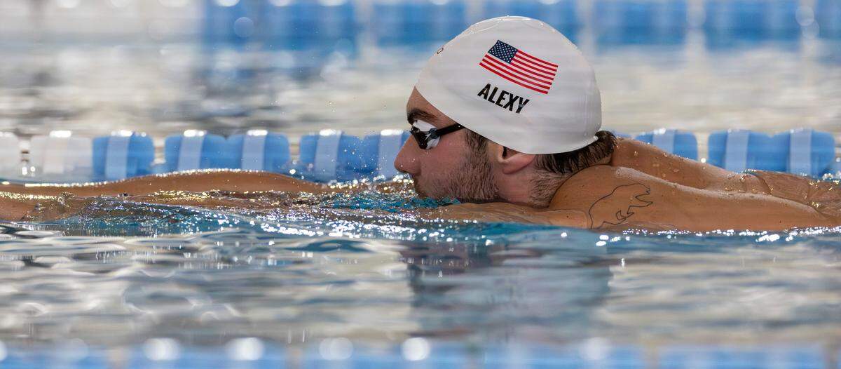 University of California swimmer Jack Alexy is a member of the 2024 United States Olympic Swim Team. Alexy works out on Saturday, July 6, 2024 at the Triangle Aquatic Center in Cary, N.C.